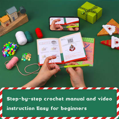 Christmas Gnome DIY Crochet Kit for Beginners with Step-by-Step Video Tutorials Gifts for Adults and Kids