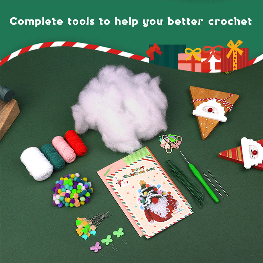 Christmas Gnome DIY Crochet Kit for Beginners with Step-by-Step Video Tutorials Gifts for Adults and Kids