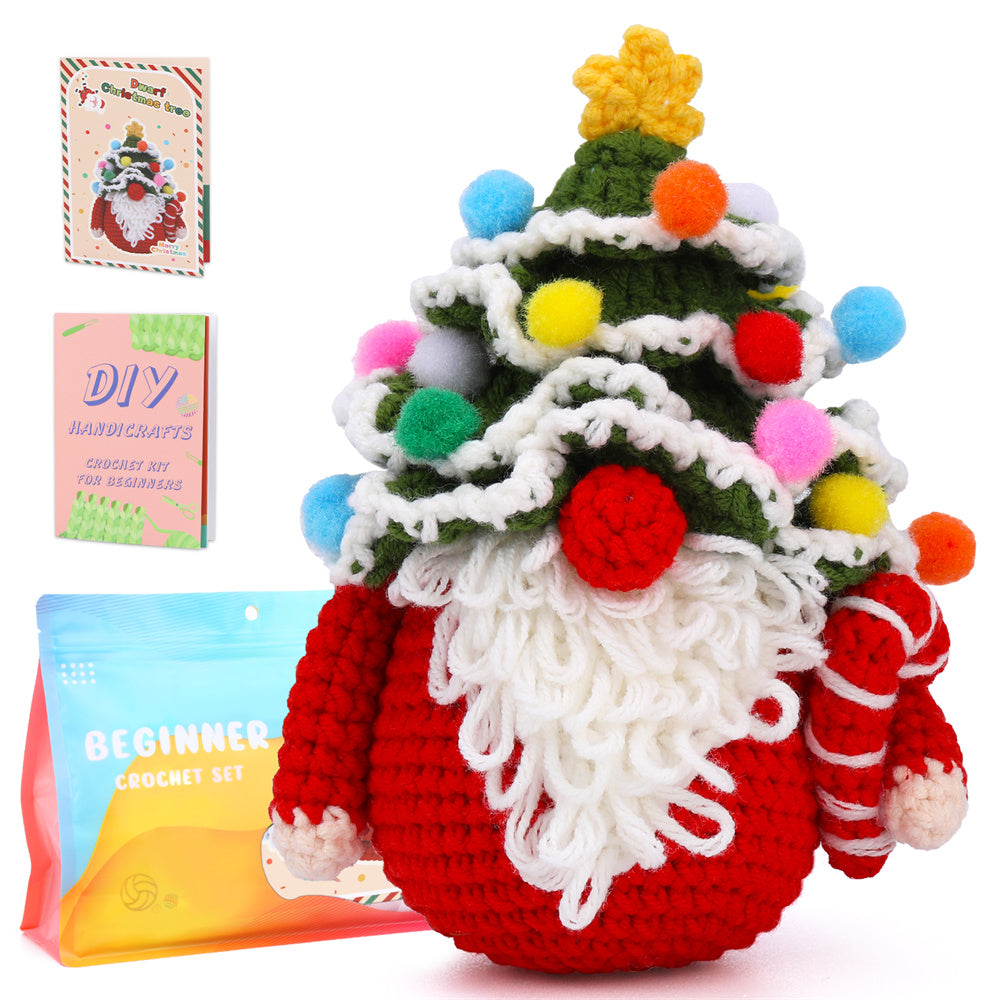Christmas Gnome DIY Crochet Kit for Beginners with Step-by-Step Video Tutorials Gifts for Adults and Kids