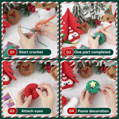 Christmas Donut DIY Crochet Kit for Beginners with Step-by-Step Video Tutorials Gifts for Adults and Kids