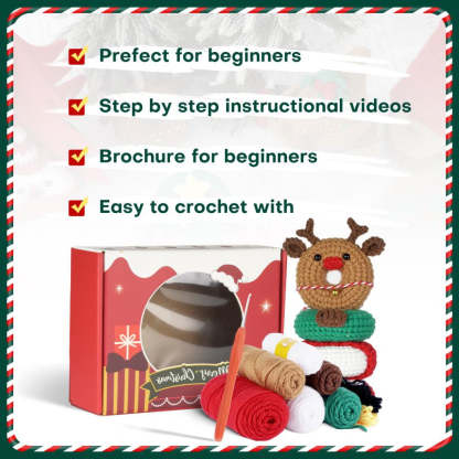 Christmas Donut DIY Crochet Kit for Beginners with Step-by-Step Video Tutorials Gifts for Adults and Kids