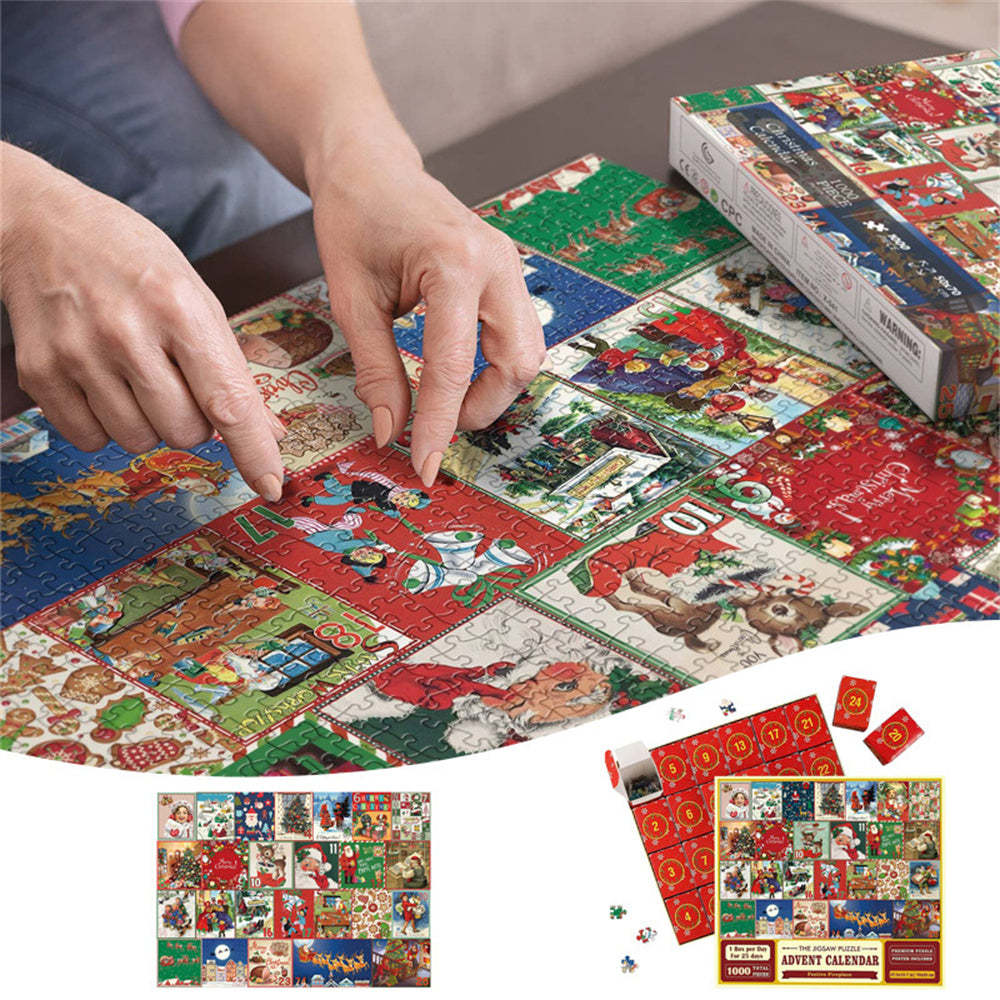 Advent Calendar Christmas Jigsaw Puzzle - 24 Boxes Christmas Countdown Puzzle Toy Gift for Kid Adult