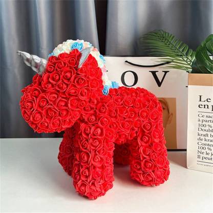Enchanting Rose Flower Unicorn - Handmade Mythical Beast for Valentine's Day