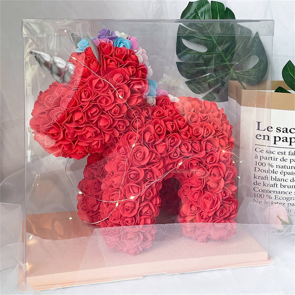 Enchanting Rose Flower Unicorn - Handmade Mythical Beast for Valentine's Day
