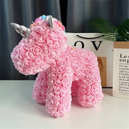 Enchanting Rose Flower Unicorn - Handmade Mythical Beast for Valentine's Day