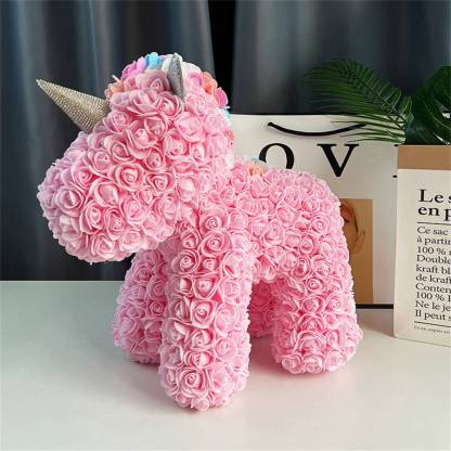 Enchanting Rose Flower Unicorn - Handmade Mythical Beast for Valentine's Day