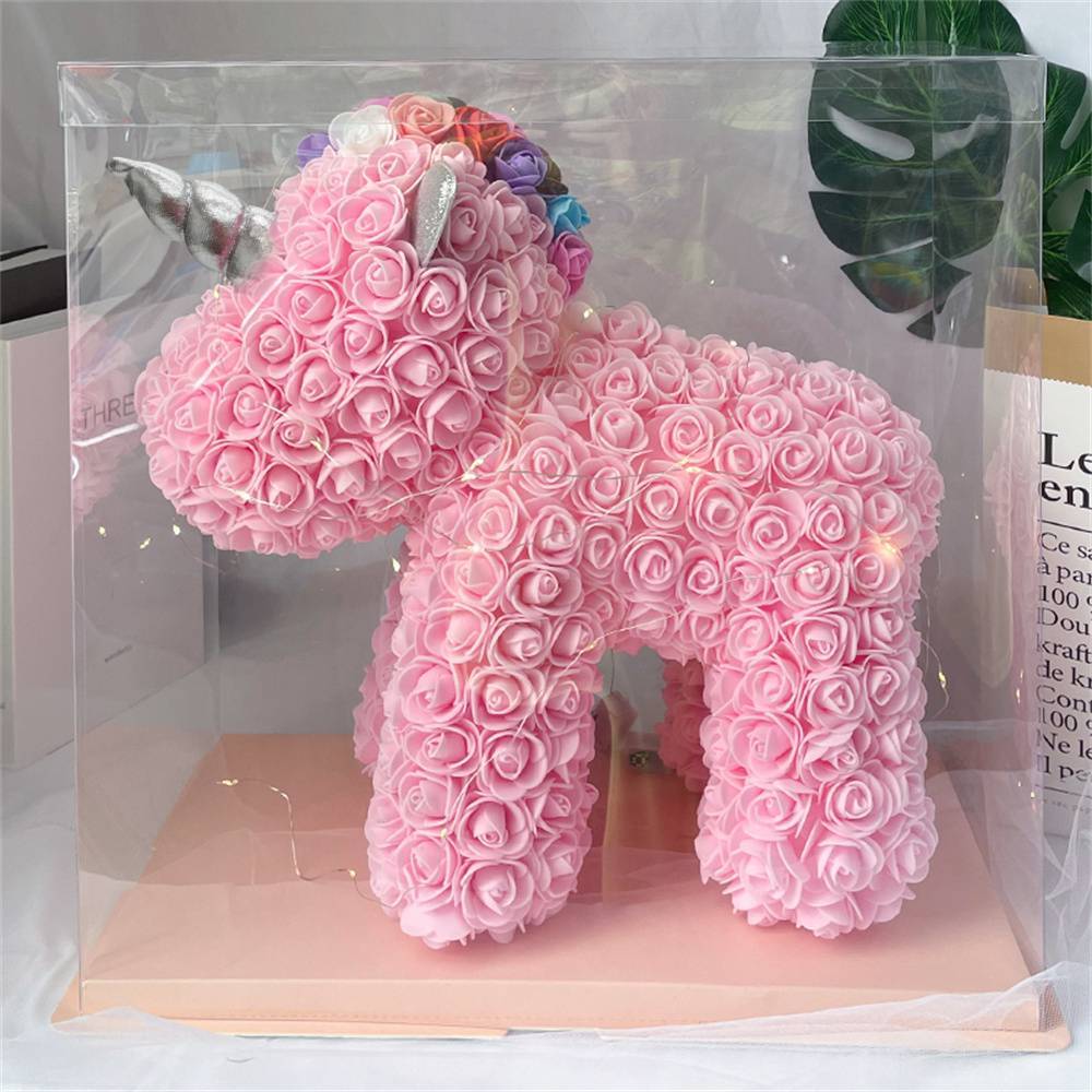 Enchanting Rose Flower Unicorn - Handmade Mythical Beast for Valentine's Day