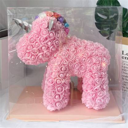 Enchanting Rose Flower Unicorn - Handmade Mythical Beast for Valentine's Day
