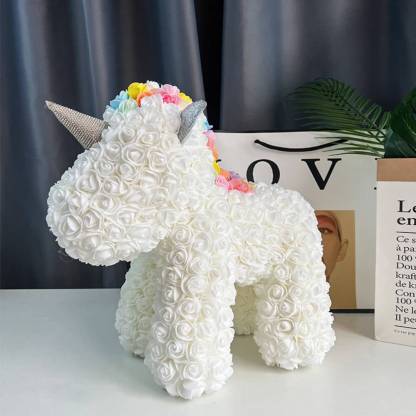 Enchanting Rose Flower Unicorn - Handmade Mythical Beast for Valentine's Day