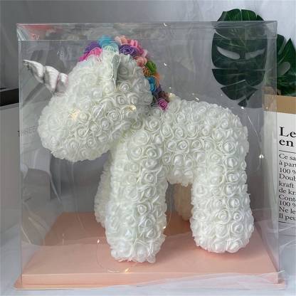 Enchanting Rose Flower Unicorn - Handmade Mythical Beast for Valentine's Day