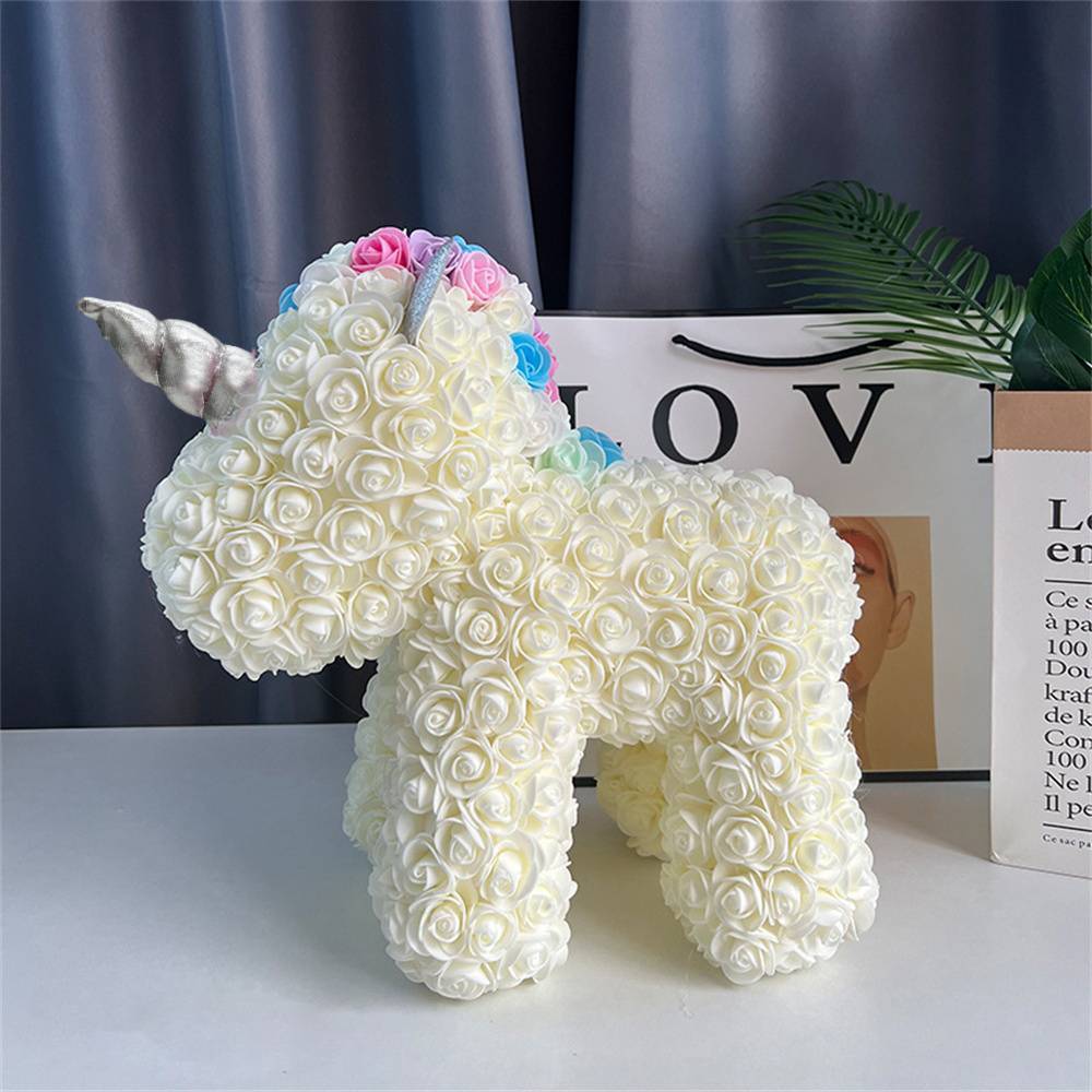 Enchanting Rose Flower Unicorn - Handmade Mythical Beast for Valentine's Day
