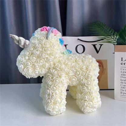 Enchanting Rose Flower Unicorn - Handmade Mythical Beast for Valentine's Day