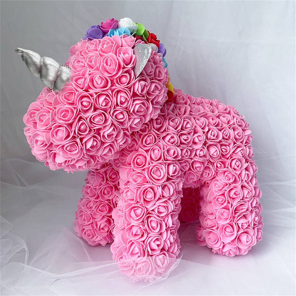 Enchanting Rose Flower Unicorn - Handmade Mythical Beast for Valentine's Day