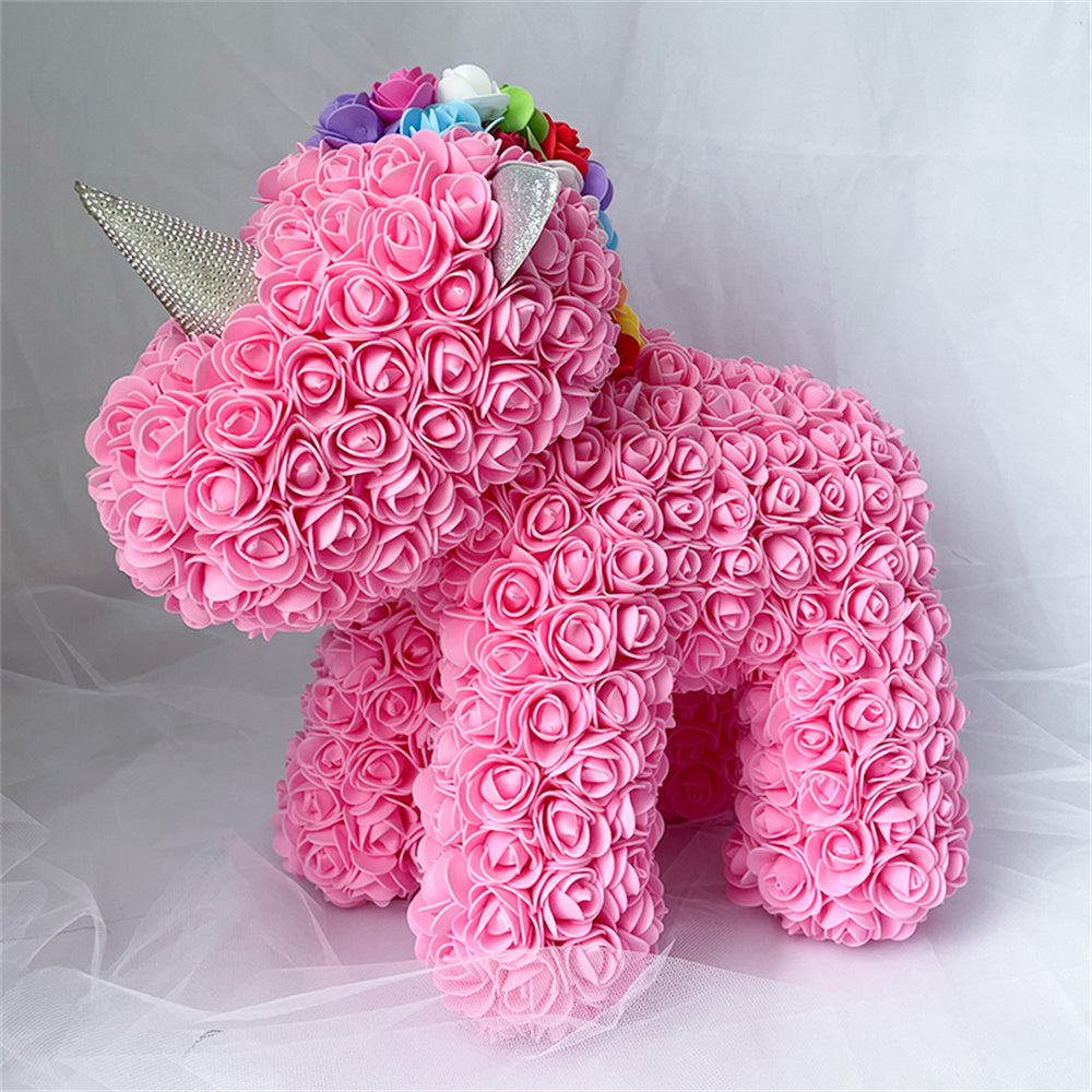 Enchanting Rose Flower Unicorn - Handmade Mythical Beast for Valentine's Day