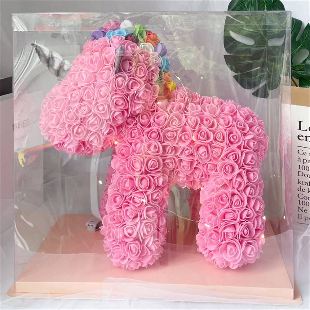 Enchanting Rose Flower Unicorn - Handmade Mythical Beast for Valentine's Day