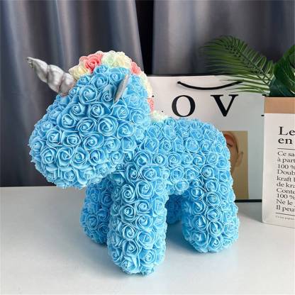 Enchanting Rose Flower Unicorn - Handmade Mythical Beast for Valentine's Day