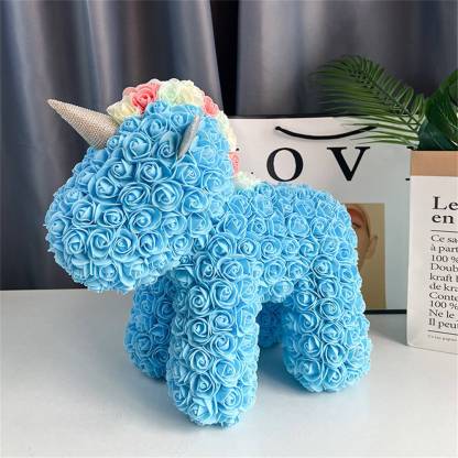 Enchanting Rose Flower Unicorn - Handmade Mythical Beast for Valentine's Day