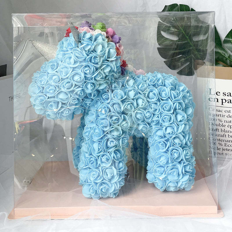 Enchanting Rose Flower Unicorn - Handmade Mythical Beast for Valentine's Day