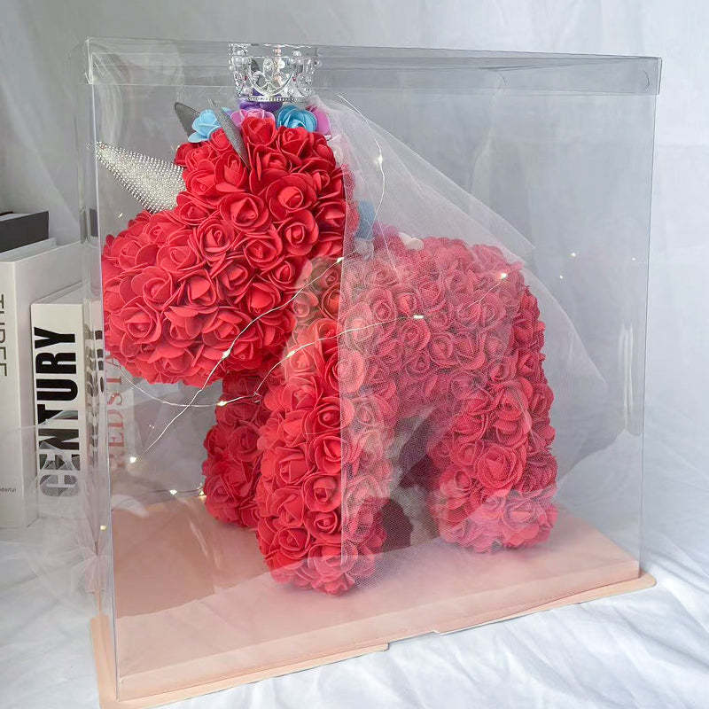 Enchanting Rose Flower Unicorn - Handmade Mythical Beast for Valentine's Day