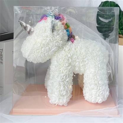 Enchanting Rose Flower Unicorn - Handmade Mythical Beast for Valentine's Day