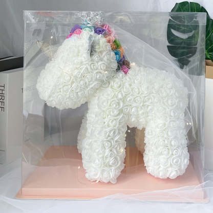 Enchanting Rose Flower Unicorn - Handmade Mythical Beast for Valentine's Day
