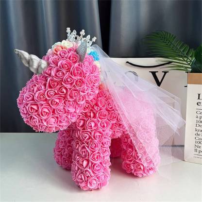 Enchanting Rose Flower Unicorn - Handmade Mythical Beast for Valentine's Day
