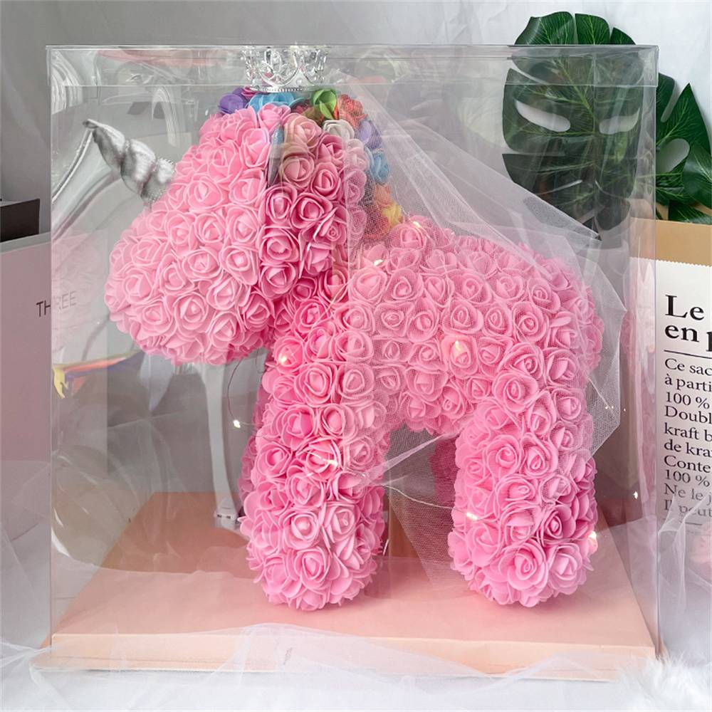 Enchanting Rose Flower Unicorn - Handmade Mythical Beast for Valentine's Day