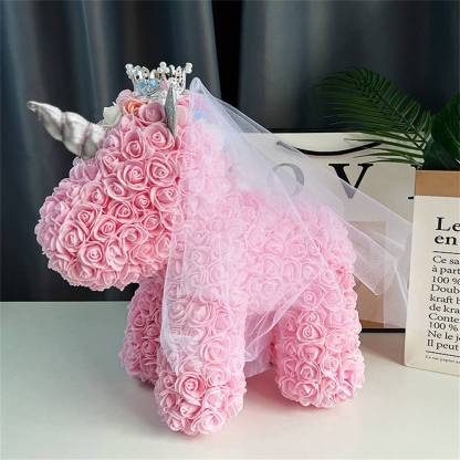 Enchanting Rose Flower Unicorn - Handmade Mythical Beast for Valentine's Day
