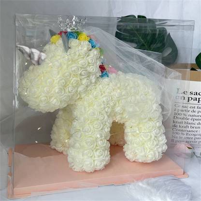 Enchanting Rose Flower Unicorn - Handmade Mythical Beast for Valentine's Day