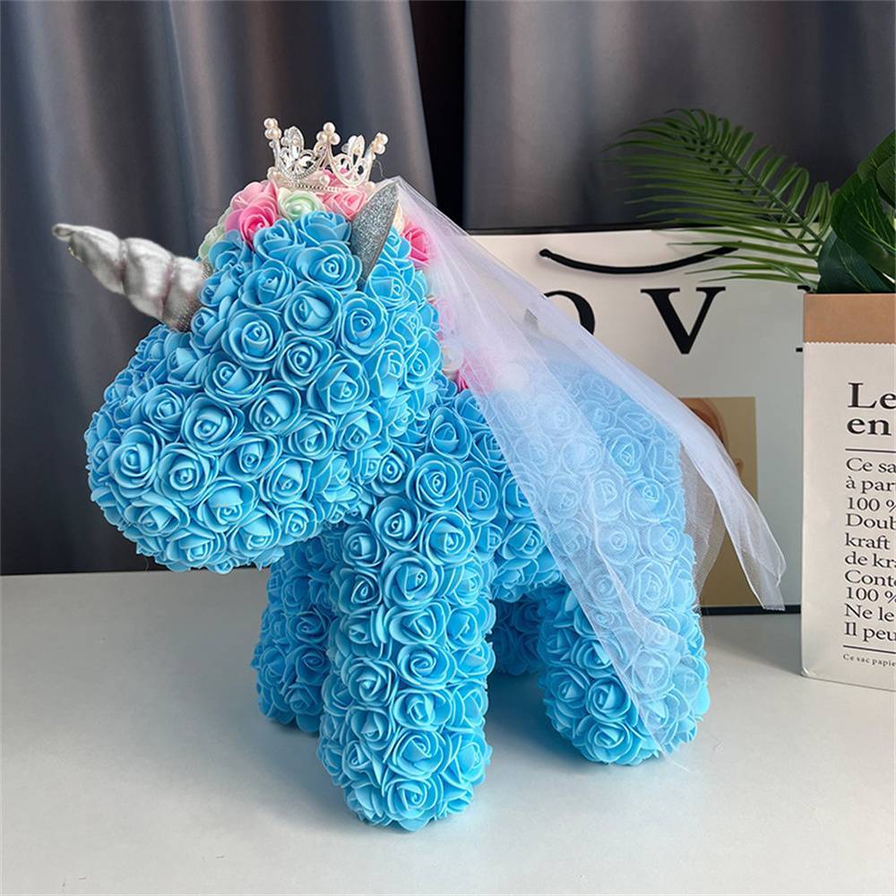 Enchanting Rose Flower Unicorn - Handmade Mythical Beast for Valentine's Day