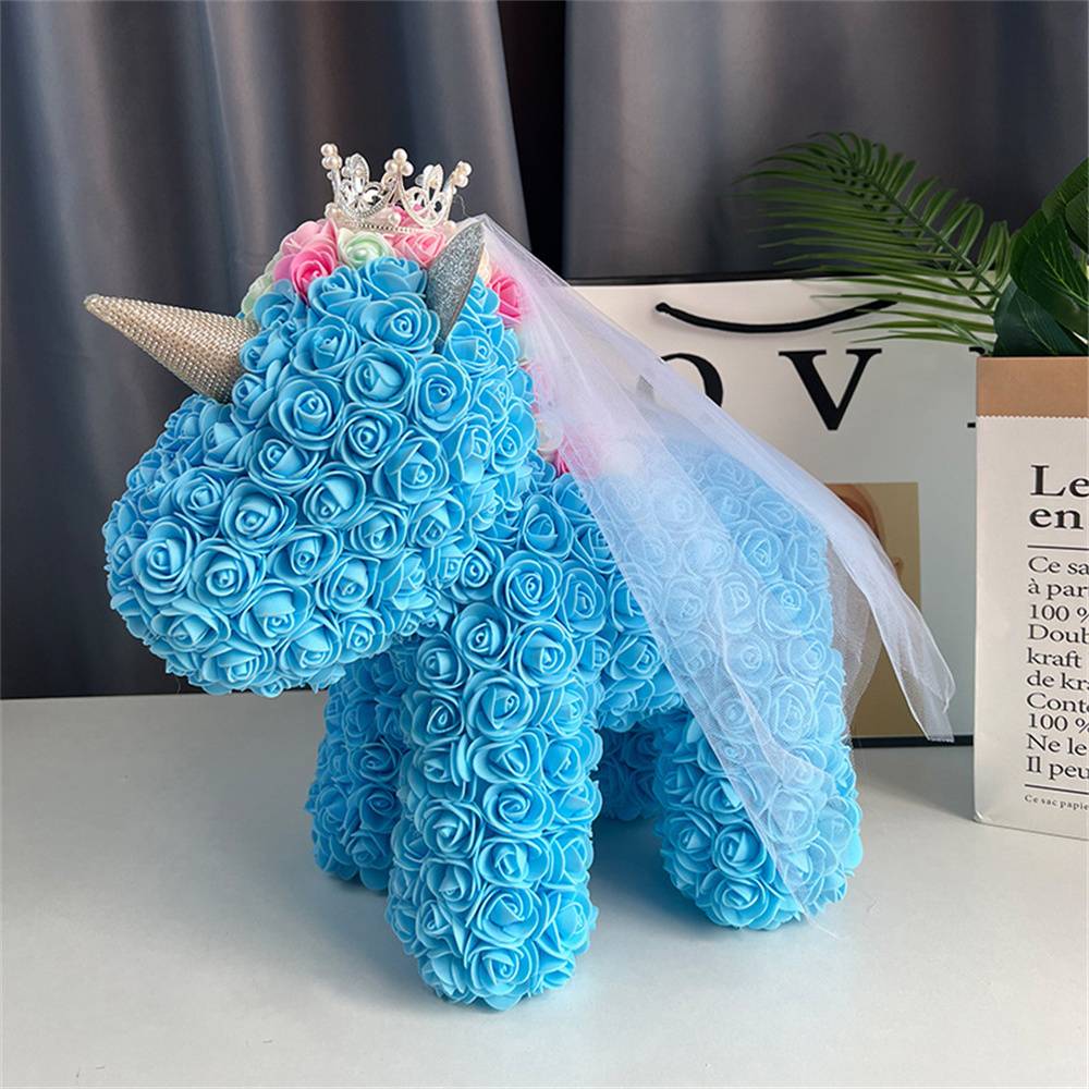 Enchanting Rose Flower Unicorn - Handmade Mythical Beast for Valentine's Day