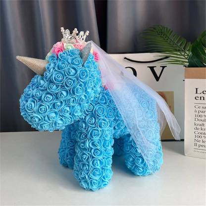 Enchanting Rose Flower Unicorn - Handmade Mythical Beast for Valentine's Day
