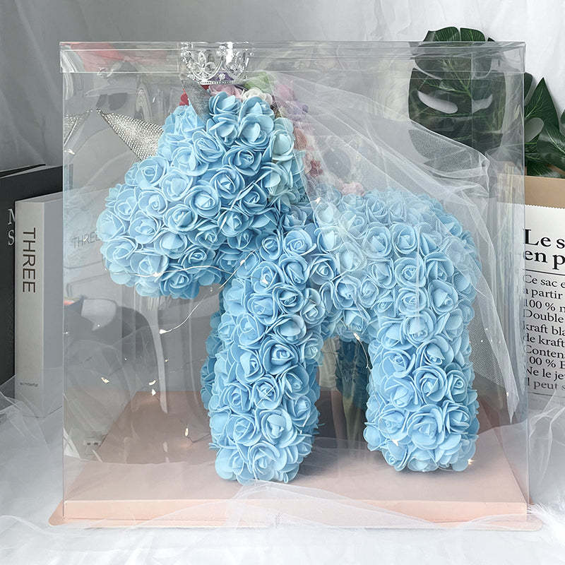 Enchanting Rose Flower Unicorn - Handmade Mythical Beast for Valentine's Day