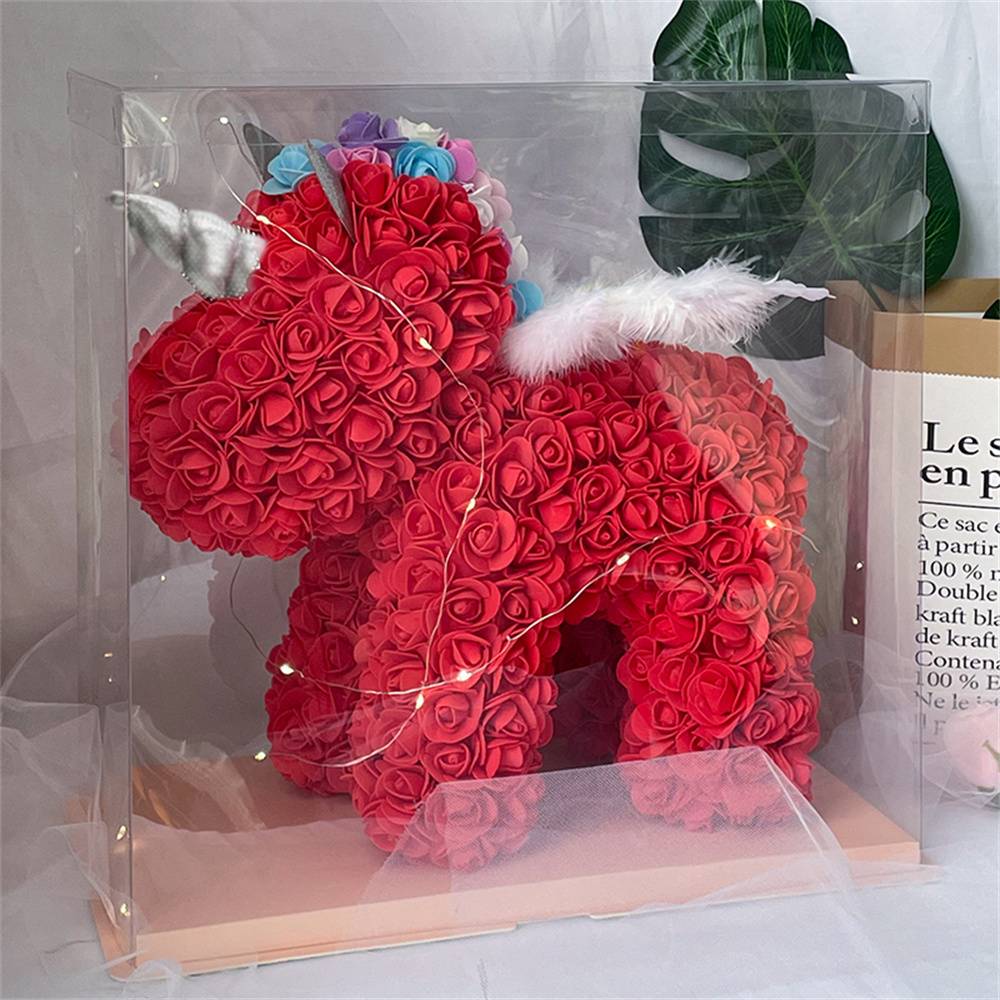 Enchanting Rose Flower Unicorn - Handmade Mythical Beast for Valentine's Day