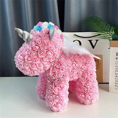Enchanting Rose Flower Unicorn - Handmade Mythical Beast for Valentine's Day