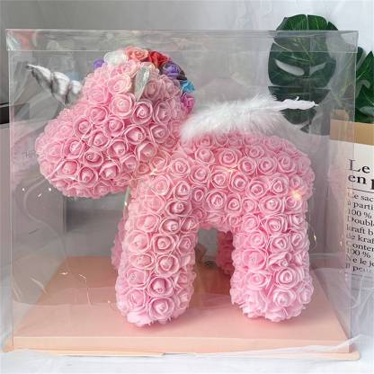 Enchanting Rose Flower Unicorn - Handmade Mythical Beast for Valentine's Day