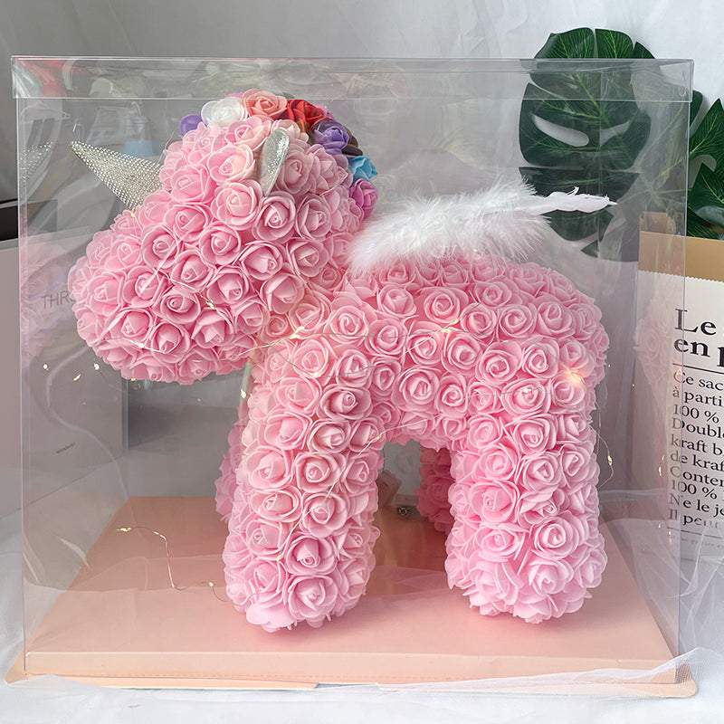 Enchanting Rose Flower Unicorn - Handmade Mythical Beast for Valentine's Day