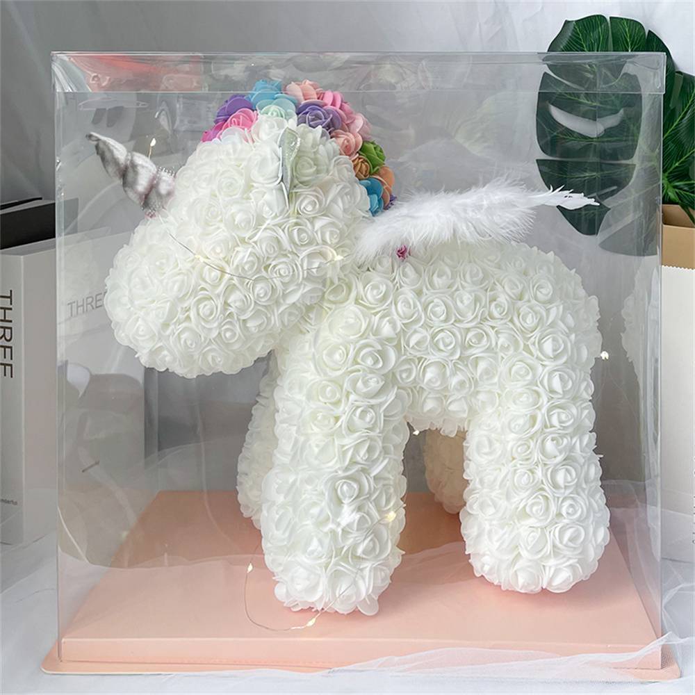 Enchanting Rose Flower Unicorn - Handmade Mythical Beast for Valentine's Day