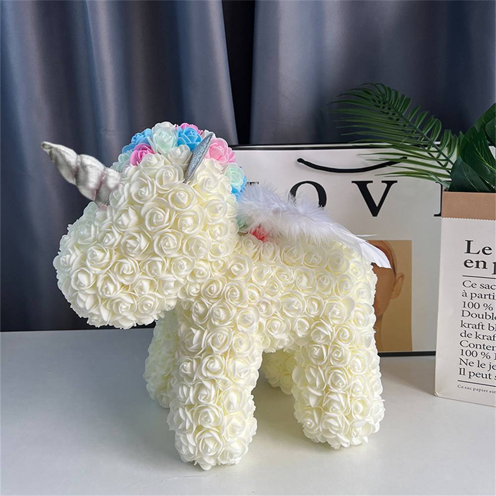 Enchanting Rose Flower Unicorn - Handmade Mythical Beast for Valentine's Day