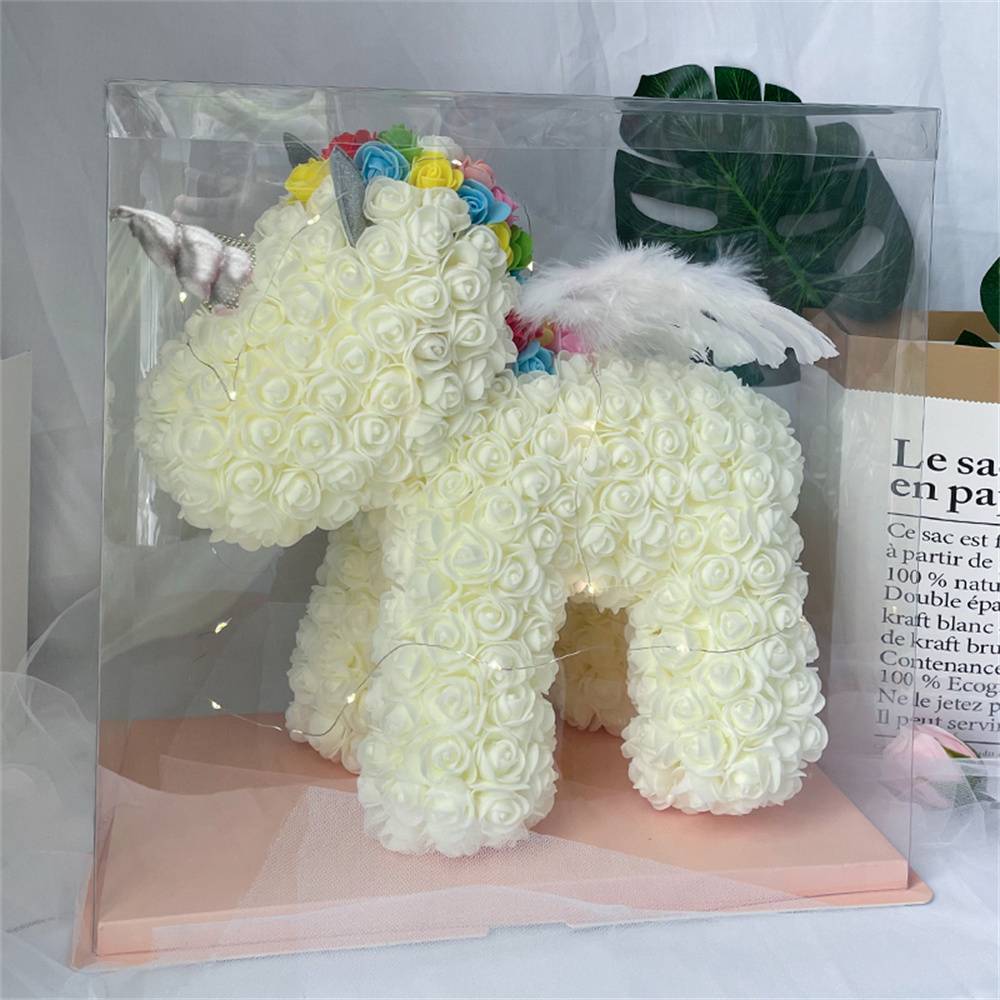 Enchanting Rose Flower Unicorn - Handmade Mythical Beast for Valentine's Day