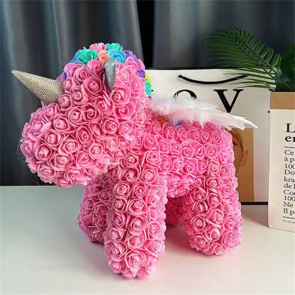 Enchanting Rose Flower Unicorn - Handmade Mythical Beast for Valentine's Day