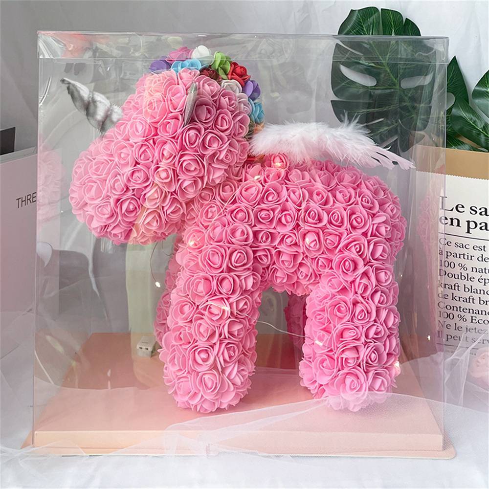 Enchanting Rose Flower Unicorn - Handmade Mythical Beast for Valentine's Day