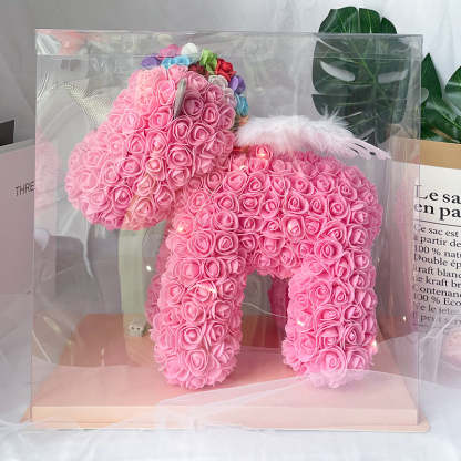Enchanting Rose Flower Unicorn - Handmade Mythical Beast for Valentine's Day