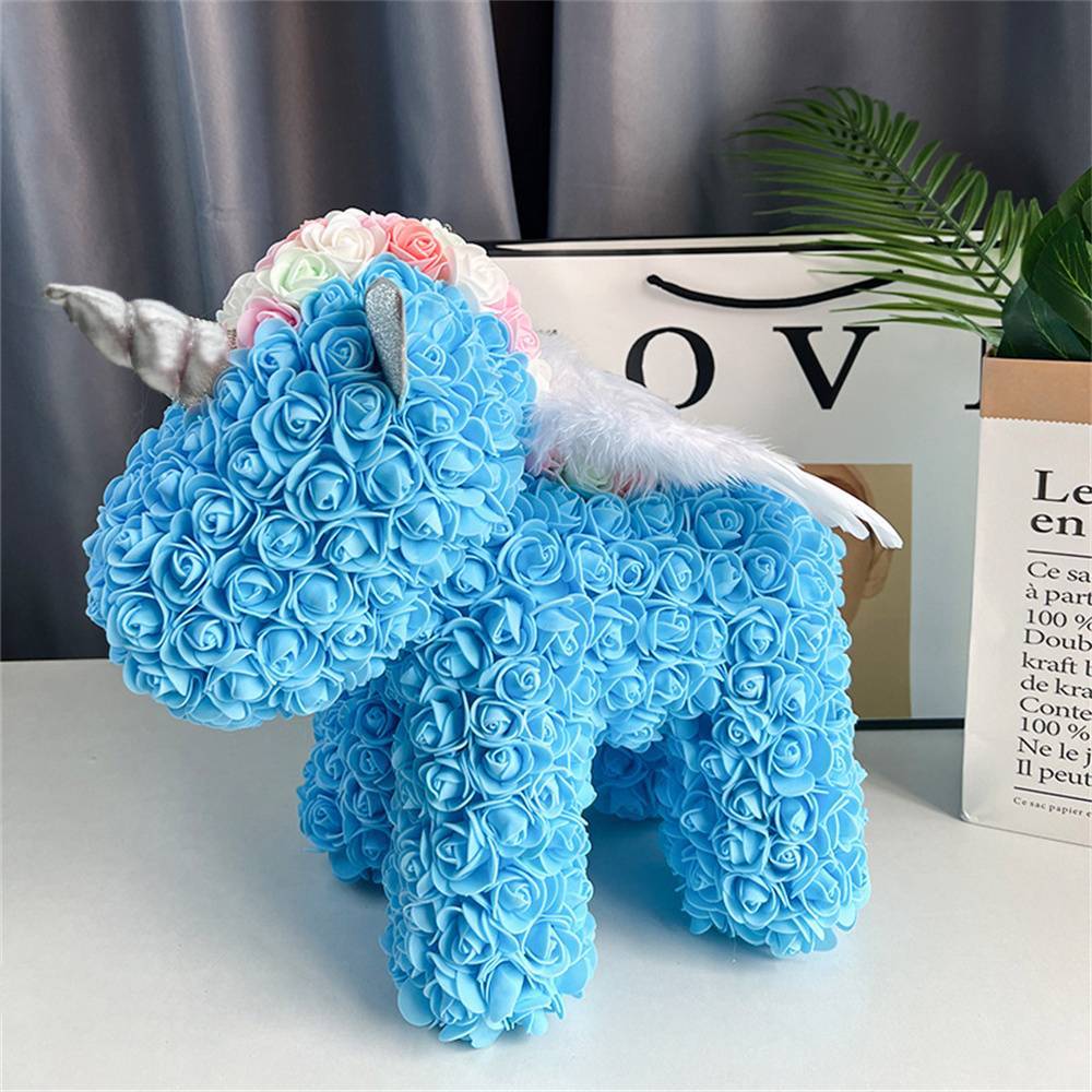 Enchanting Rose Flower Unicorn - Handmade Mythical Beast for Valentine's Day