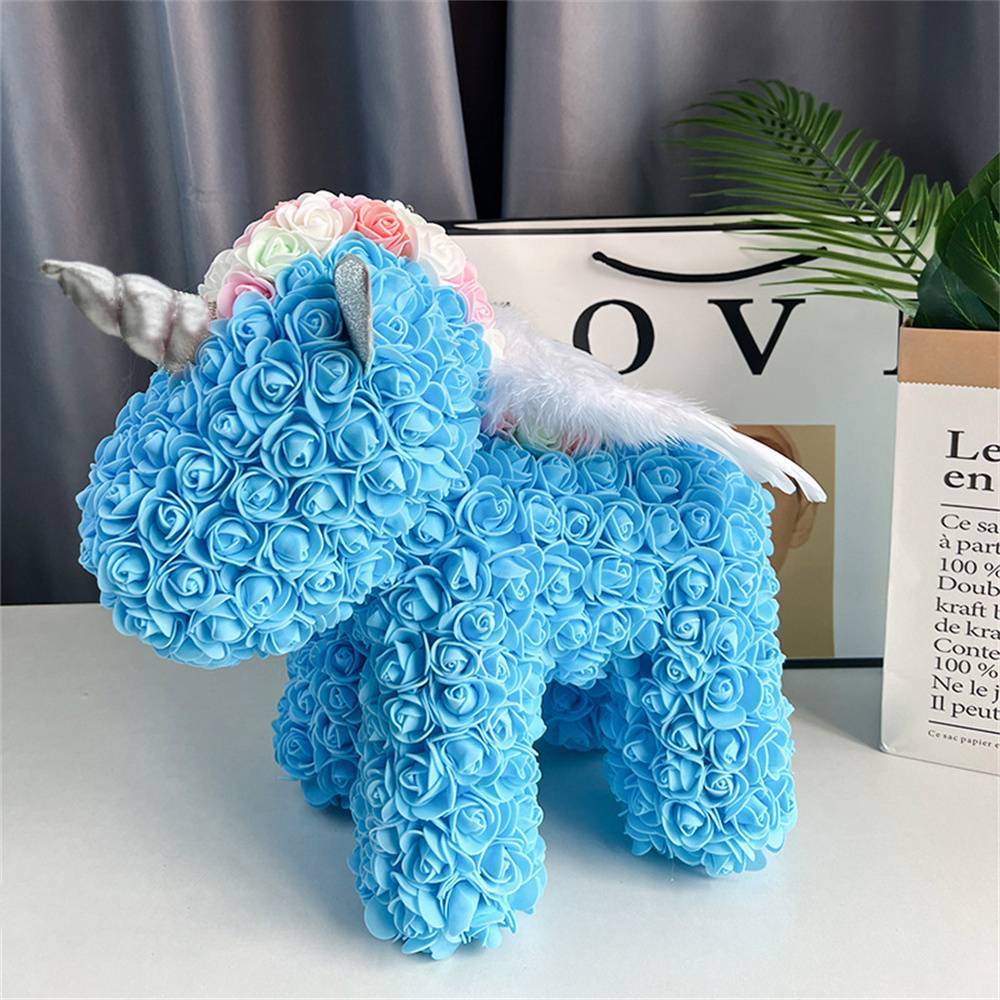 Enchanting Rose Flower Unicorn - Handmade Mythical Beast for Valentine's Day