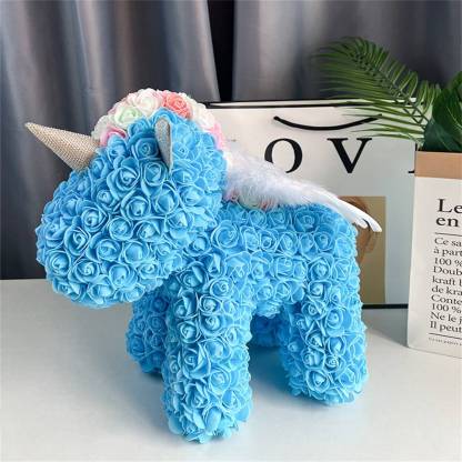 Enchanting Rose Flower Unicorn - Handmade Mythical Beast for Valentine's Day