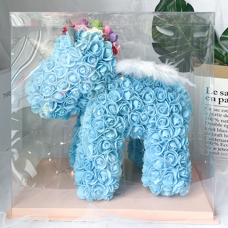 Enchanting Rose Flower Unicorn - Handmade Mythical Beast for Valentine's Day