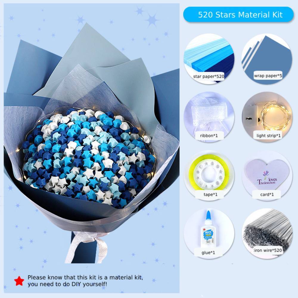 DIY Lucky Paper Stars Bouquet Set Valentine's Day Gifts for Lovers