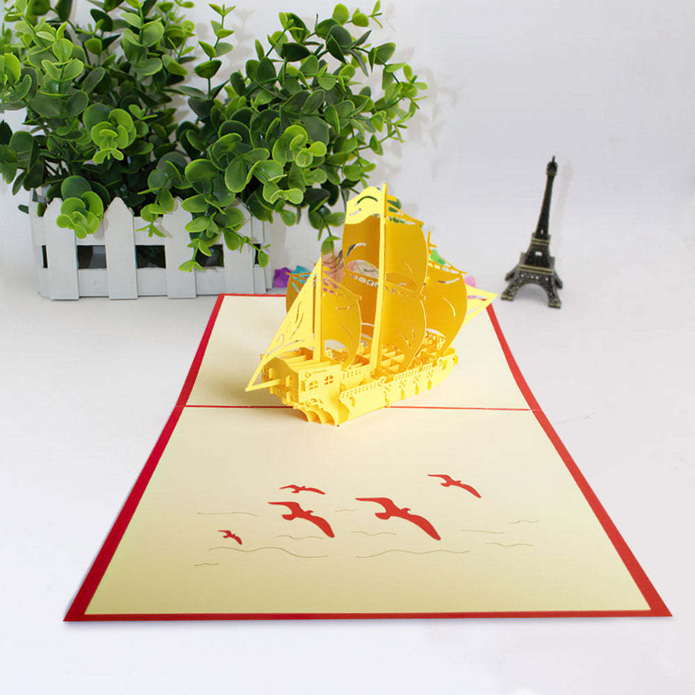 Congrats Graduation Sailboat 3D Pop Up Card Newly Grads Congratulations Greeting Card