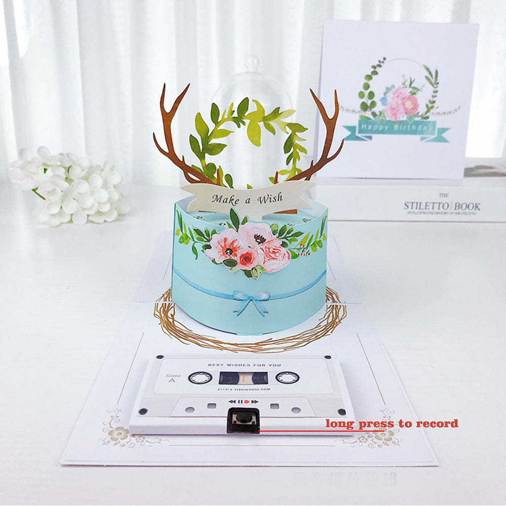 Recordable Birthday 3D Pop UP Greeting Card Forest Cake Card